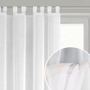 Firana biała z gładkiego matowego woalu 140x250 cm szelki LUCY