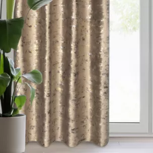 Zasłona brązowo, złocista zdobiona marmurkowym wzorem, welwetowa 140x250 cm przelotka TAMI