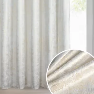 Zasłona biało, szampańska welwetowa z nakrapianym nadrukiem 135x270 cm taśma - AVENA