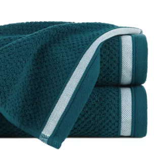 Ręcznik do rąk 30x50 cm bawełniany kolor ciemnoturkusowy w pasy 500 g/m2 MADLEN