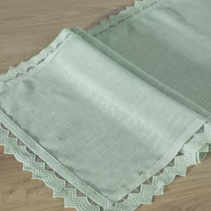 Bieżnik na stół miętowy 35x180 cm SILEN obszyty koronką