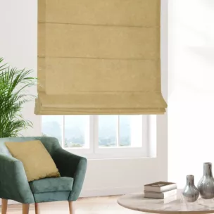 Roleta rzymska DORA - HIT jasnozłota z miękkiej tkaniny o welurowej strukturze