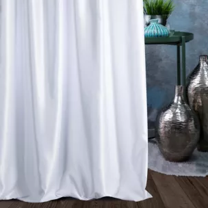 Zasłona szyta na taśmie 5 cm AMAYA biała z jednokolorowej gładkiej tkaniny