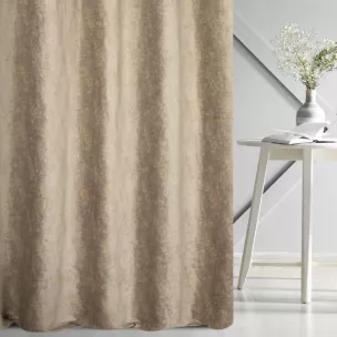 Zasłona szyta na taśmie 5 cm beżowa z tkaniny szenilowej z efektem przecierki