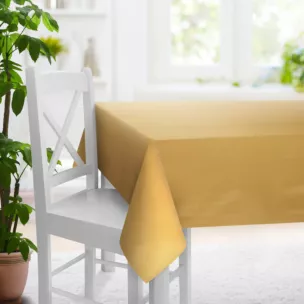 Obrus szyty złocisty z jednokolorowej gładkiej tkaniny