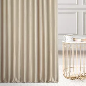 Zasłona szyta na taśmie 5 cm jasnobrązowa z jednokolorowej gładkiej tkaniny