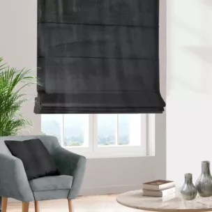 Roleta rzymska SAFARI grafitowa z miękkiej welwetowej tkaniny w wytłaczany drobny wzór