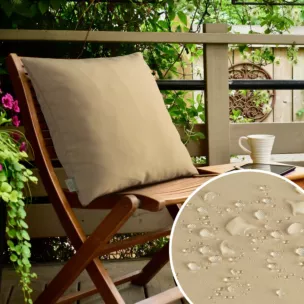 Poszewka na poduszkę 60x60 cm z gładkiej tkaniny wodoodpornej beżowa idealna do ogrodu i na taras GARDEN