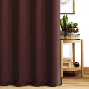Zasłona szyta na taśmie 5 cm bordowa z miękkiej tkaniny o welurowej strukturze