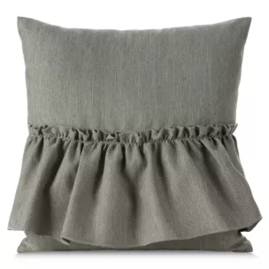 Poszewka na poduszkę 40x40 cm popielata z falbaną z tkaniny o płóciennym splocie LENA