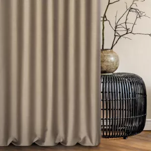 Zasłona szyta na taśmie 5 cm beżowa tkanina zaciemniająca, strukturalna typu dimout