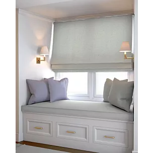 Roleta rzymska kremowa z tkaniny typu bukla z efektem melanżu