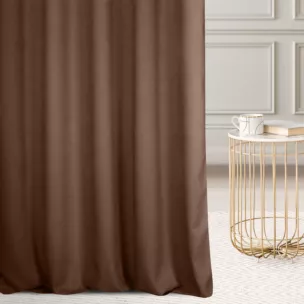 Zasłona szyta na taśmie 5 cm brązowa z miękkiej tkaniny o welurowej strukturze