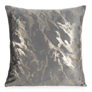 Poszewka na poduszkę 45x45 cm welwetowa, grafitowo złocista zdobiona marmurkowym wzorem DORIS DESIGN 91
