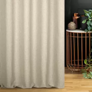 Zasłona szyta na taśmie 5 cm beżowa z tkaniny w stylu eko i efektem melanżu