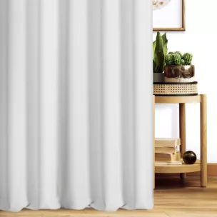 Zasłona szyta na taśmie 5 cm biała z ekologicznej tkaniny o naturalnym splocie