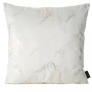 Poszewka na poduszkę 45x45 cm welwetowa kremowo, szampańska zdobiona błyszczącym nadrukiem marmuru NAIRA