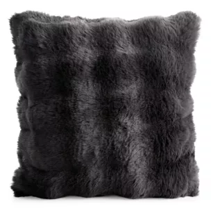 Poszewka na poduszkę 45x45 cm z futerka kolor stalowy zdobiona efektem 3D LILY