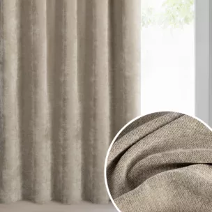 Zasłona ciemnobeżowa o szenilowej strukturze 140x270 cm taśma - NILO