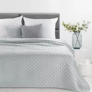 Narzuta welwetowa srebrna 200x220 cm pikowana metodą hot press SOFIA 4 Eurofirany Premium