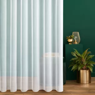 Firana szyta na taśmie 5 cm biała z matowej tkaniny wykończonej obcążnikiem