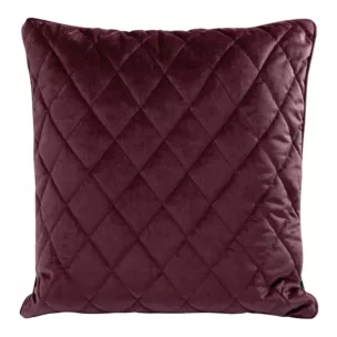 Poduszka 50 x 50 cm bordowa pikowana we wzór karo z ozdobną wypustką na brzegach VELVET 28