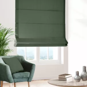 Roleta rzymska ciemnooliwkowa z miękkiej tkaniny o welurowej strukturze
