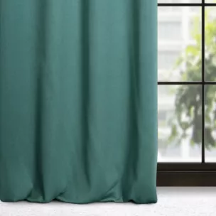 Zasłona turkusowa zaciemniająca o strukturze drobnej krateczki 140x250 cm przelotka - AMARO