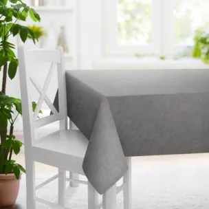 Obrus szyty popielaty z welwetowej tkaniny w drobny melanż