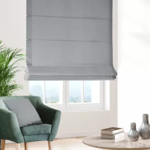Roleta rzymska szara tkanina zaciemniająca, strukturalna typu dimout
