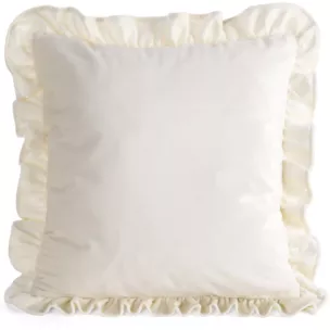 Poszewka na poduszkę 45x45 cm z aksamitnego welwetu kremowa zdobiona na brzegach falbanami BRENDA Eurofirany Premium