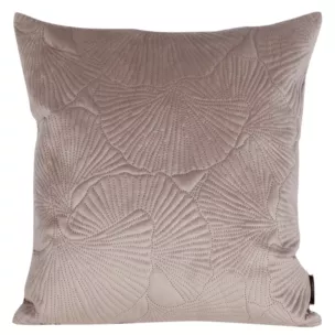 Poszewka na poduszkę 45x45 cm welwetowa kolor beżowy z wytłaczanym wzorem liści miłorzębu VELVET 58 Eurofirany Premium
