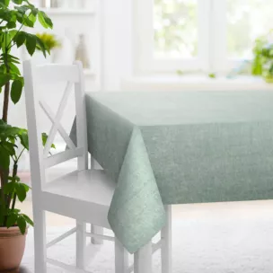 Obrus szyty BRIANNA miętowy miękka szenilowa o wyraźnym splocie i lekkim połysku