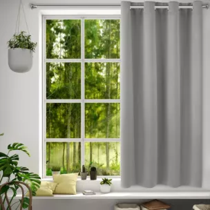 Zasłona szara zaciemniająca gładka półmatowa 140x175 cm przelotka LOGAN