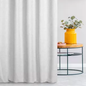 Zasłona szyta na taśmie 5 cm GEONOA srebrna z miękkiej tkaniny o naturalnym charakterze z widocznym ozdobnym splotem