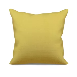 Poszewka szyta musztardowa z miękkiej, matowej tkaniny w drobny geometryczny wzór