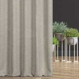 Zasłona szyta na przelotkach ciemnobeżowa z tkaniny w stylu ekologicznym z efektem melanżu