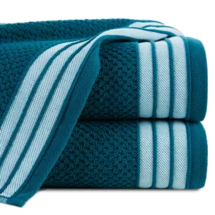 Ręcznik kąpielowy 70x140 cm bawełniany kolor ciemnoturkusowy w pasy 500 g/m2 MADLEN