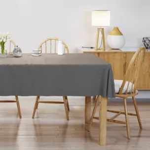 Obrus szyty stalowy z gładkiej tkaniny typu dimout