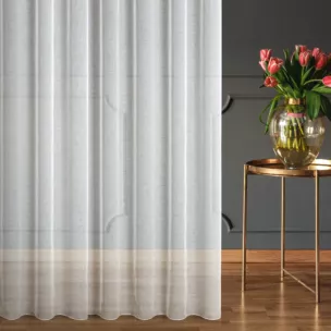 Firana szyta na taśmie 5 cm naturalna z delikatnej cienkiej matowej etaminy wykończonej obciążnikiem