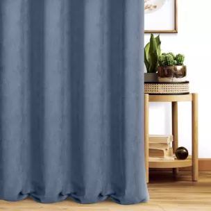 Zasłona szyta na taśmie 5 cm jasnoniebieska z miękkiej tkaniny o welurowej strukturze