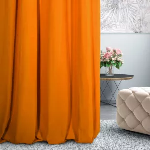 Zasłona szyta na przelotkach DORA - HIT pomarańczowa z miękkiej tkaniny o welurowej strukturze