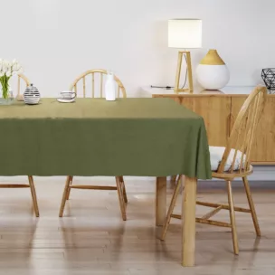 Obrus na wymiar DORA - HIT oliwkowy z miękkiej tkaniny o welurowej strukturze