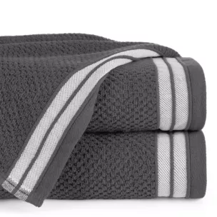 Ręcznik kąpielowy 50x90 cm bawełniany kolor stalowy w pasy 500 g/m2 MADLEN