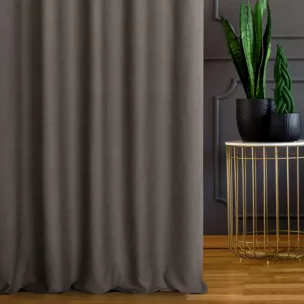 Zasłona szyta na taśmie 5 cm stalowa o naturalnym, gęstym splocie w stylu eko