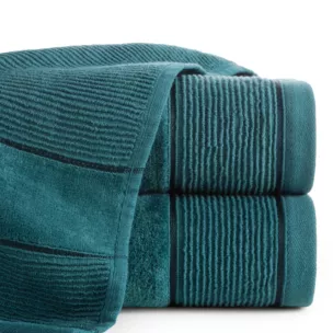 Ręcznik kąpielowy 50x90 cm bawełniany kolor ciemnoturkusowy z welurową bordiurą 500 g/m2 EMMA