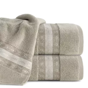 Ręcznik do rąk 50x90 cm bawełniany kolor beżowy z żakardową bordiurą 500 g/m2 MALIKA