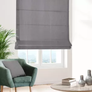 Roleta rzymska SHELBY grafitowa z miękkiej tkaniny o naturalnym splocie i delikatnym połysku