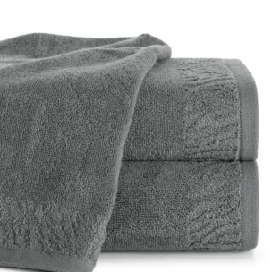 Ręcznik do rąk 30x50 cm bawełniany kolor szary z ozdobną błyszczącą bordiurą 500 g/m2 MARGO