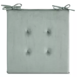 Poduszka na krzesło 40 x 40 x 3 cm  welwetowa szałwiowa z ozdobnym pikowaniem i praktycznymi troczkami GAJA